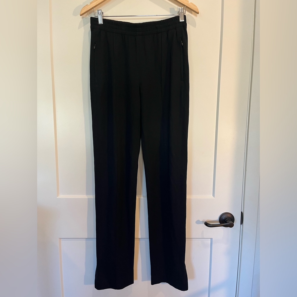 Theory Black Elastic Waist Stretchy Minimalist Neutral Office Pull On Pants Sz 4